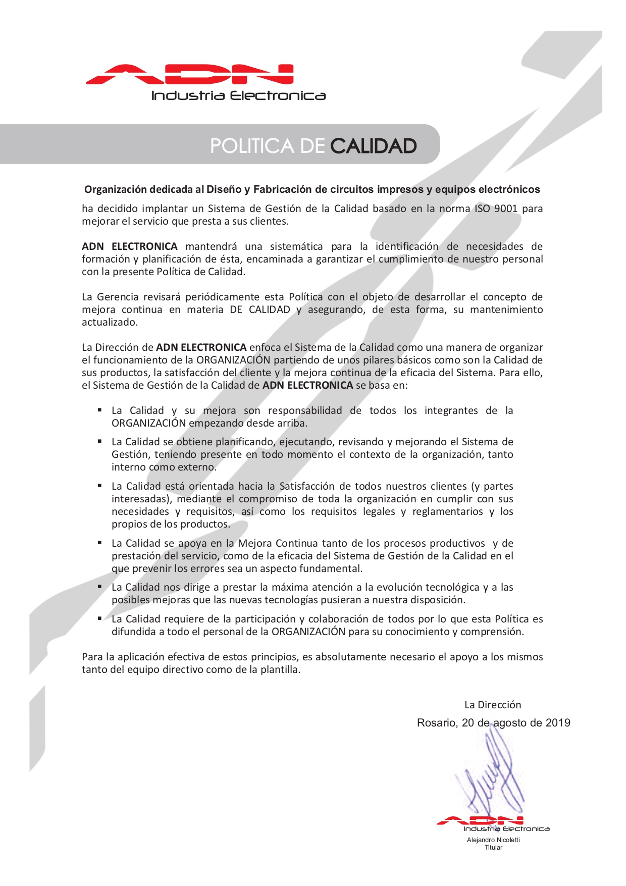 Certificado Intedya ISO 9001